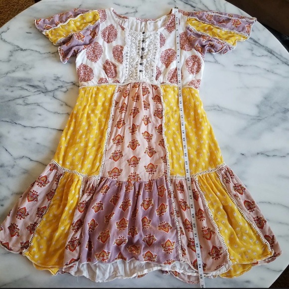 Anthropologie Melody Patchwork Lace Mixed Print Cottagecore Midi Dress Size 8/M - Picture 9 of 12